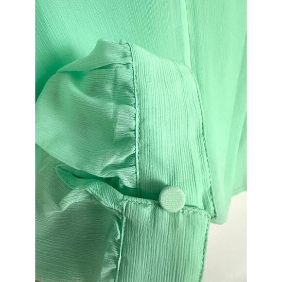 NWT J. Crew Size 14 Mock neck Shift Dress Long Sleeves Mint Green Chiffon - Picture 8 of 13